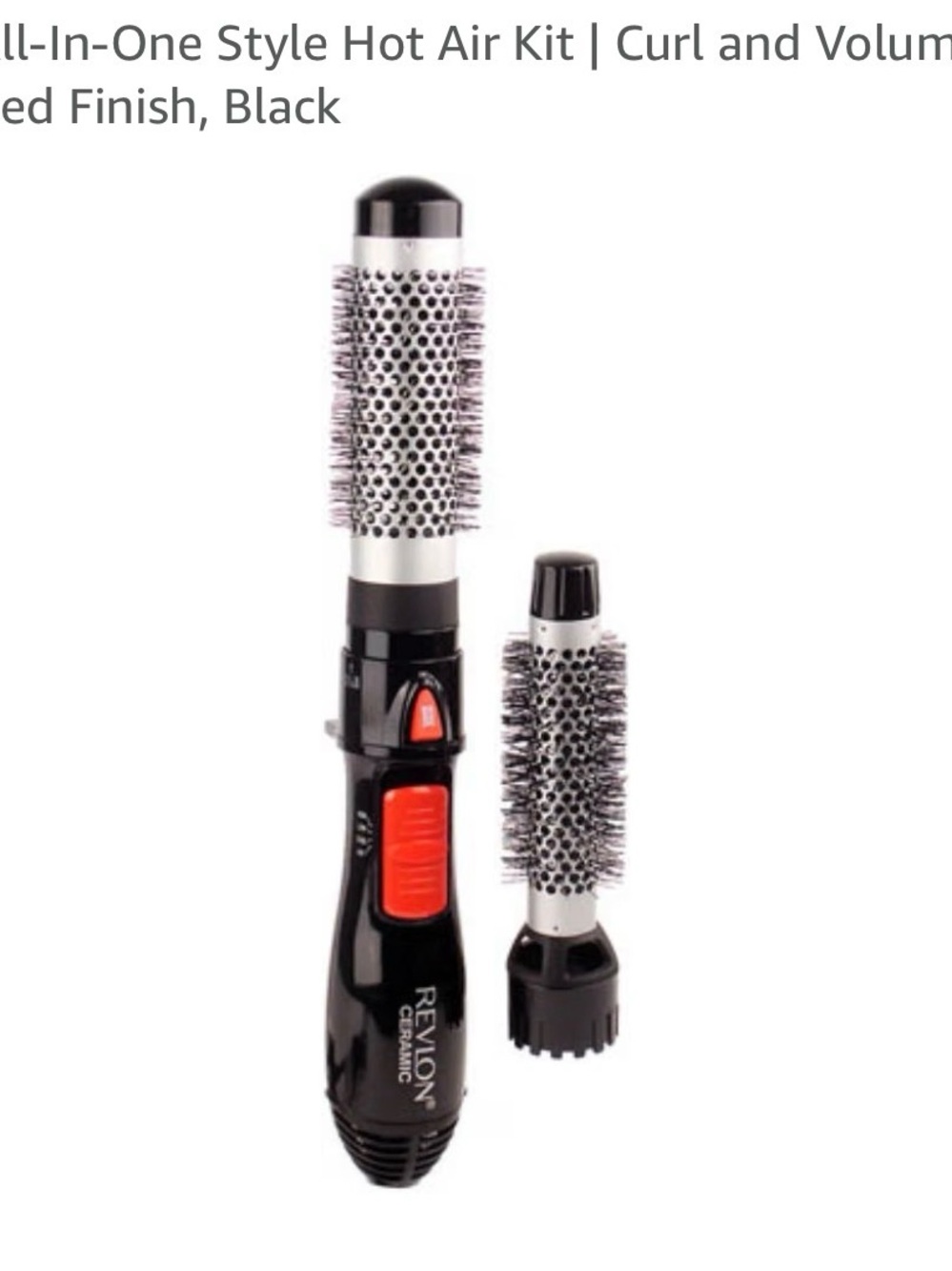 Revlon Black and Red Ceramic Hot Air Styling Brush with Interchangeable Barrels